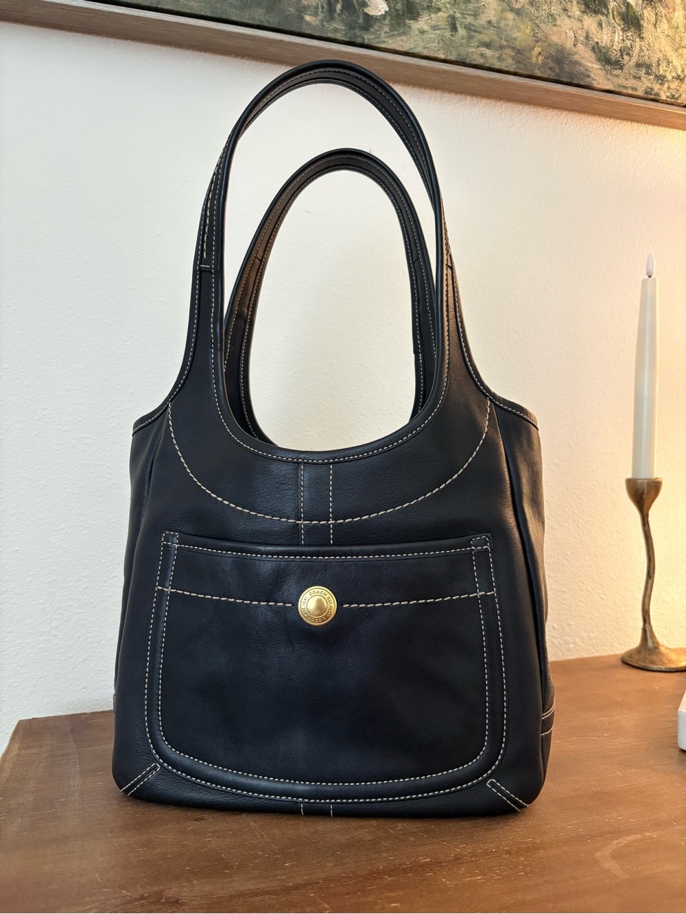 Vintage Coach Legacy Ergo Tote 11285 Black Leather